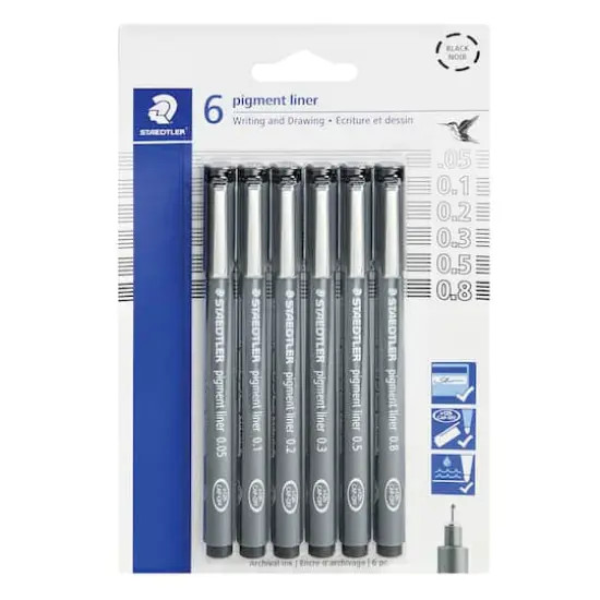 STAEDTLER&reg; Black 6 Piece Pigment Liner Set {1}