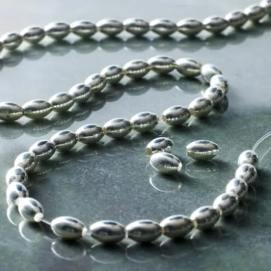 Silver Metal Small Oval Beads, 6mm by Bead Landing&trade; {3}
