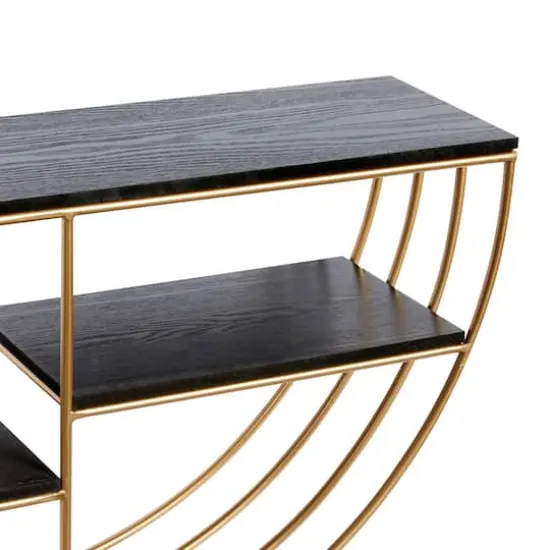 28" Gold Wood Contemporary Wall Shelf {5}