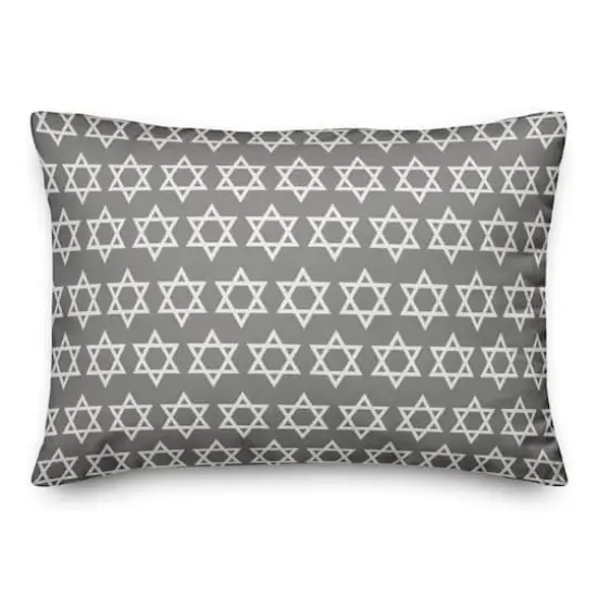 Gray Star of David Pattern 14x20 Spun Poly Pillow {1}