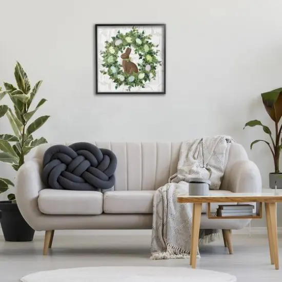 Stupell Industries Spring Easter Egg Wreath Framed Giclee Art Black {3}