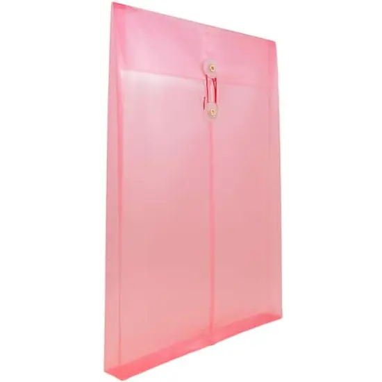 JAM Paper Legal Size Plastic Envelopes with Button & String Tie Closure, 12ct. Pink {5}