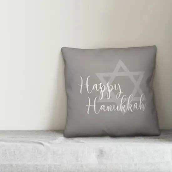 Happy Hanukkah Star of David 18x18 Spun Poly Pillow {4}