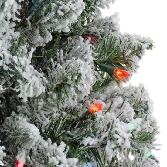 6.5ft. Pre-Lit Snowy Mixed Pine Artificial Christmas Tree, Multicolor Lights {4}