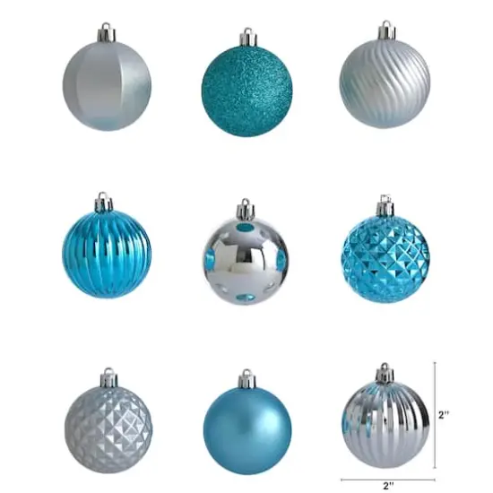 101ct. 2" Blue & Silver Shatterproof Ball Ornaments {3}