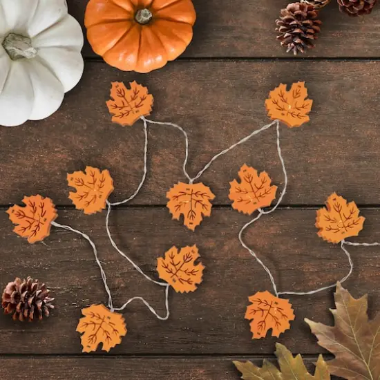 5.5ft. Orange 10ct. LED Leaves Fall Harvest Fairy Lights {3}