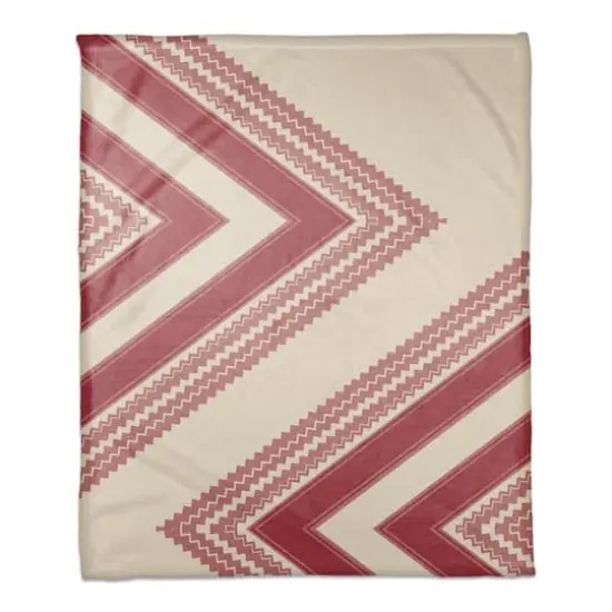 Zig Zag Cream Pink 50" x 60" Coral Fleece Blanket {1}