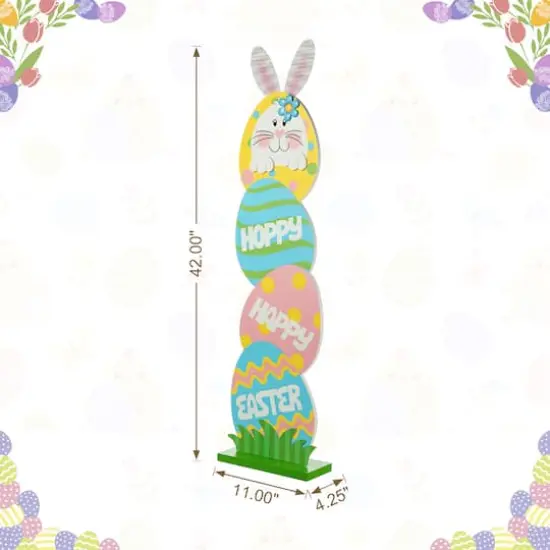 Glitzhome&reg; 42" Easter Wooden Bunny & Eggs Porch D&eacute;cor {9}