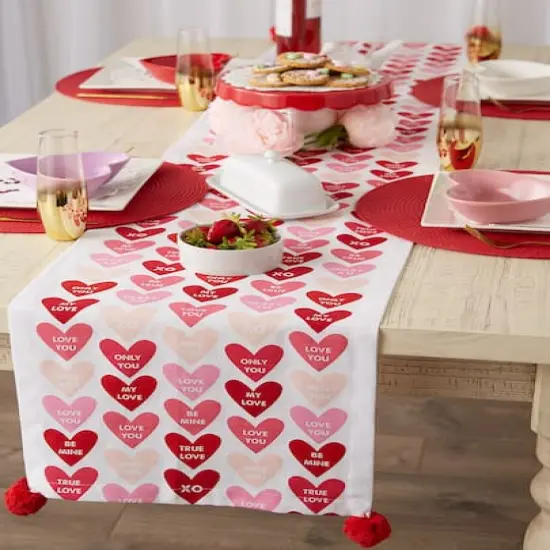 DII&reg; 72" Conversation Hearts Print Table Runner {12}