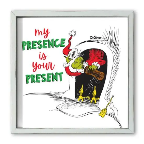 16" The Grinch My Presence is Your Present Framed Print White {1}