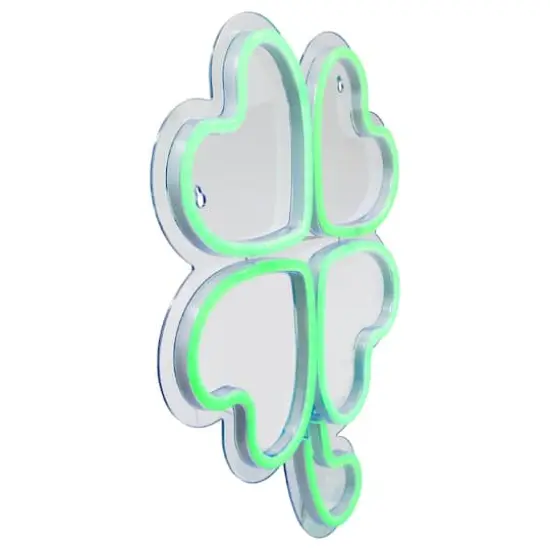 15" LED Lighted Neon Style Green Shamrock St. Patrick's Day Window Silhouette {5}
