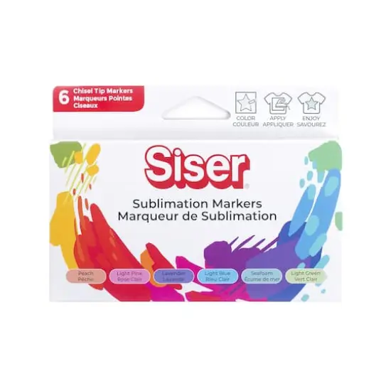 Siser&reg; 6 Color Chisel Tip Sublimation Markers Pastel {1}
