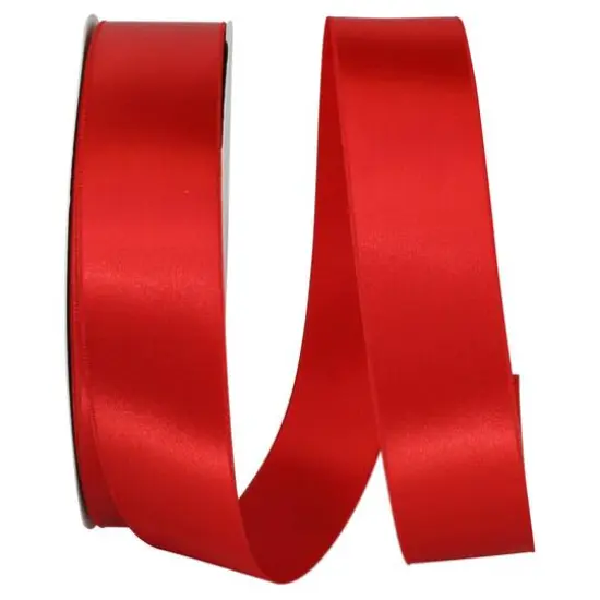 JAM Paper 1.5" x 100yd. Double Face Satin Ribbon Hot Red {1}