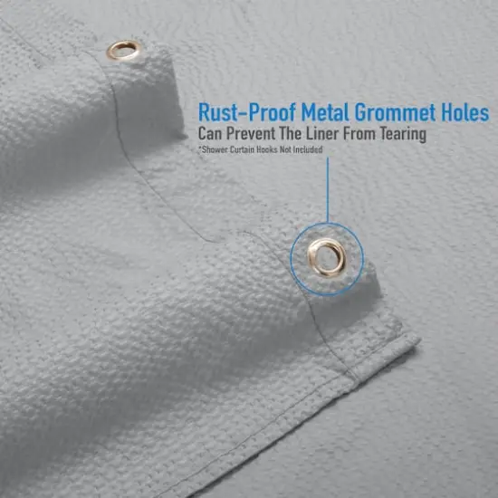 Bath Bliss Silver Microfiber Soft Touch Seersucker Design Shower Curtain Liner {5}