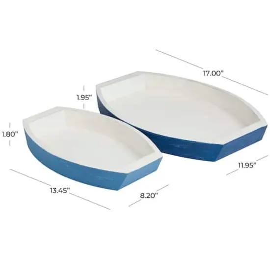 Blue & White Nesting Coastal Boat Tray Set {6}