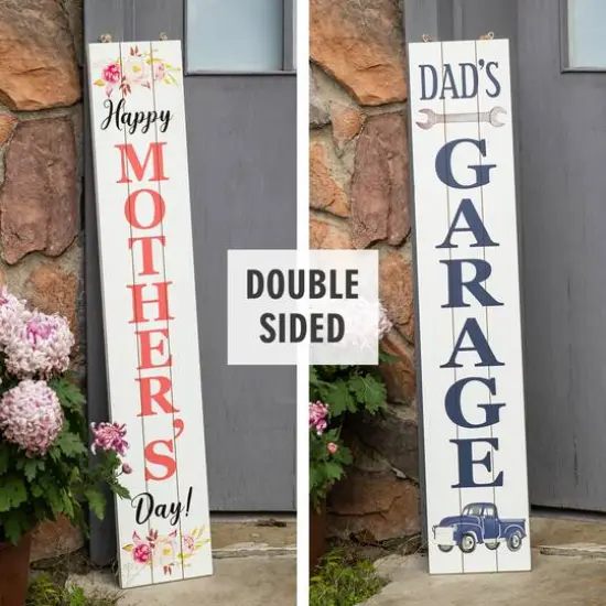Glitzhome&reg; 3.5ft. Double Sided Wooden Porch Sign Mother's Day & Father's Day {3}