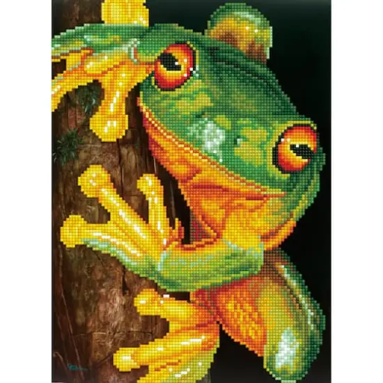 Diamond Dotz&reg; Intermediate Green Tree Frog with Frame Diamond Painting Kit {1}