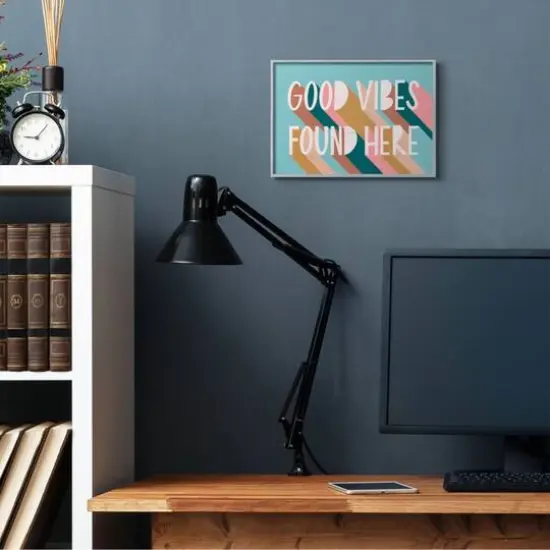 Stupell Industries Good Vibes Found Here Pastel Color Pop in Gray Frame Wall Art {4}