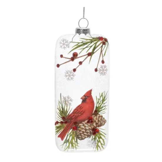 6" Glittered Glass Cardinal & Chickadee Ornaments Set {5}