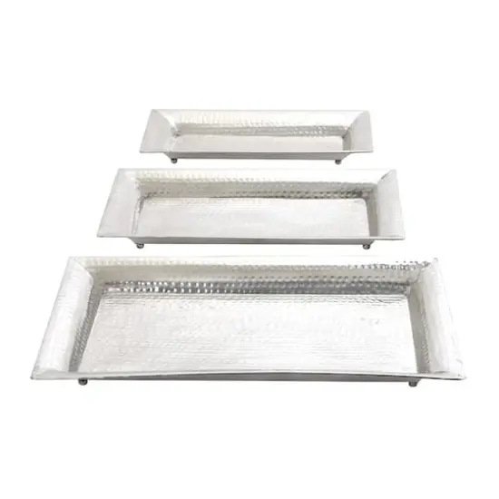 Metallic Silver Aluminum Traditional Tray Set {1}