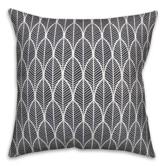 Leaf Pattern Indoor/Outdoor Throw Pillow Navy {1}