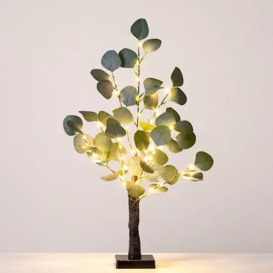 2ft. Pre-Lit Artificial Eucalyptus Tree with Warm White LED Lights {7}