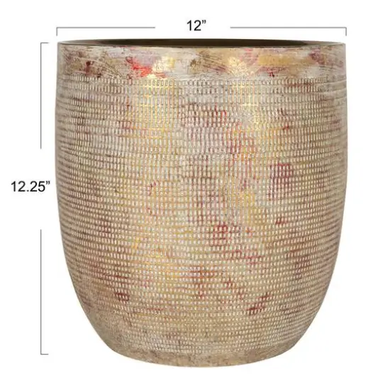 Hello Honey&reg; 12" Metallic Gold Coastal Embossed Textured Stoneware Planter {6}