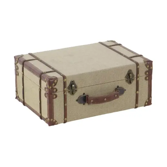 Beige Wood Vintage Trunk Set {6}