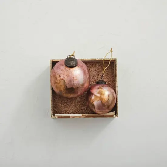 Hello Honey&reg; 12 Pack 4" Distressed Pink Glass Ball Ornaments {3}