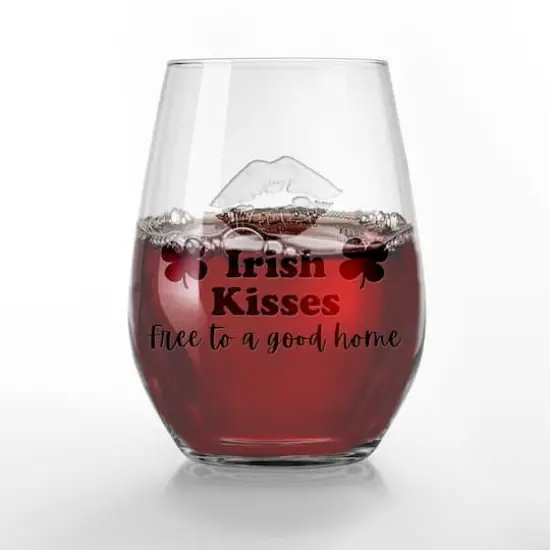 15oz. Irish Kisses Engraved Stemless Wine Glass {3}