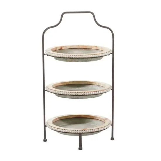 Gray Metal Farmhouse Tiered Server, 29" x 16" x 15" {7}