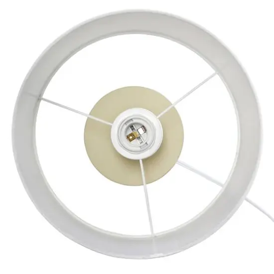 Simple Designs White Shade Ceramic Hourglass Table Lamp Beige {10}