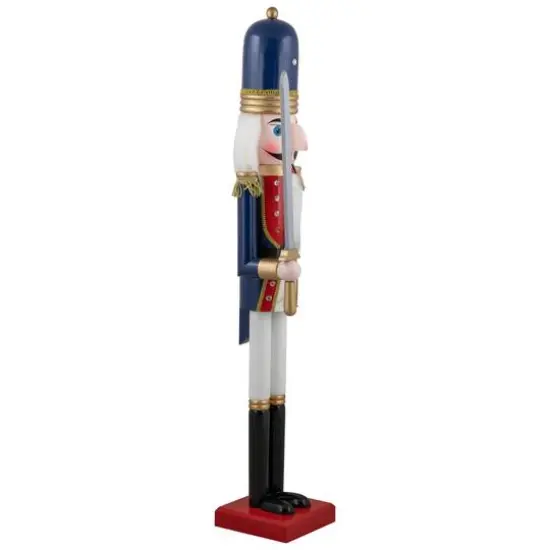 48.25'' Blue and White Christmas Nutcracker Soldier with Sword Decoration {9}