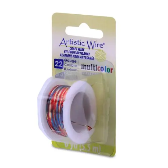 Artistic Wire&reg; 22 Gauge Multicolor Tarnish Resistant Colored Copper Craft Wire, 6yd. Blue/Red/Gold {1}