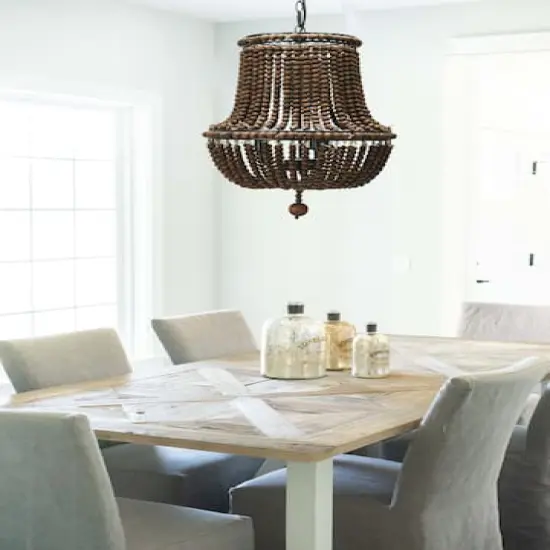 Hello Honey&reg; Draped Wood Bead Chandelier Brown {4}