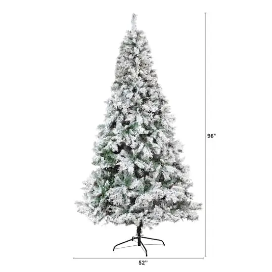 8ft. Unlit Flocked White River Mountain Pine & Pinecones Artificial Christmas Tree {3}