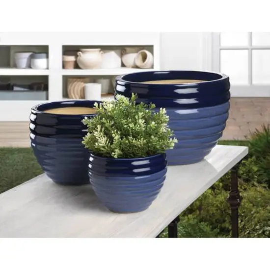 Duo Blue Tone Planter Set {3}
