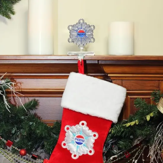6.5" Silver & Blue Pepsi Snowflake Christmas Stocking Holder {3}