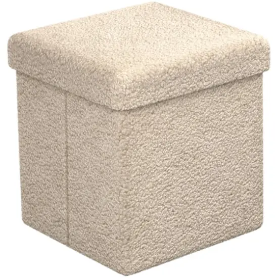 Sorbus Teddy Storage Ottoman Cube Beige {1}