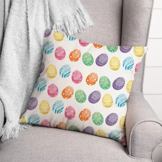 Watercolor Eggs 18" x 18" Throw Pillow {3}