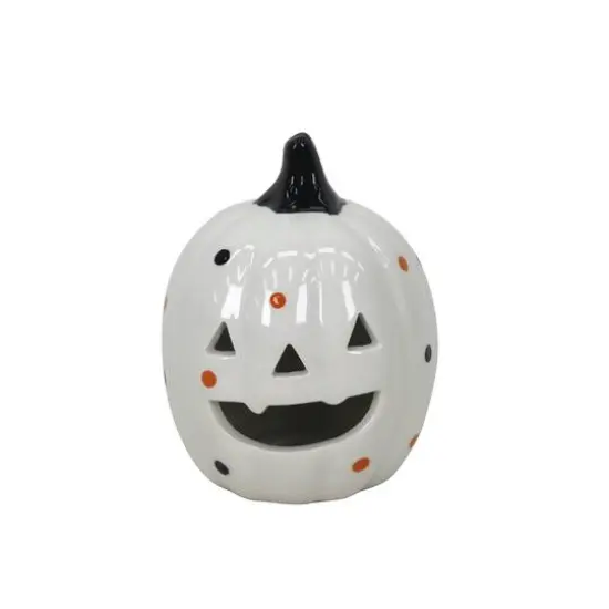 4.75" White Jack-o'-Lantern Ceramic Tabletop D&eacute;cor by Ashland&reg; {1}