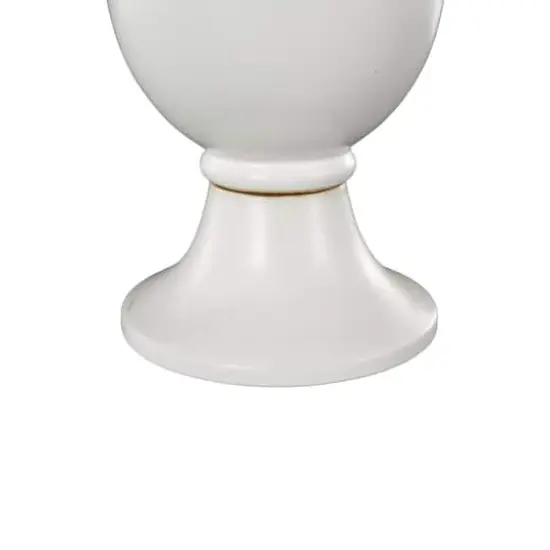 20" White Fluted Urn Shaped Ceramic Vase with Arch Handles {5}