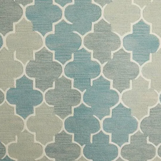 Blue Wool Modern Hand Hooked Rug, 5ft. x 8ft. {7}