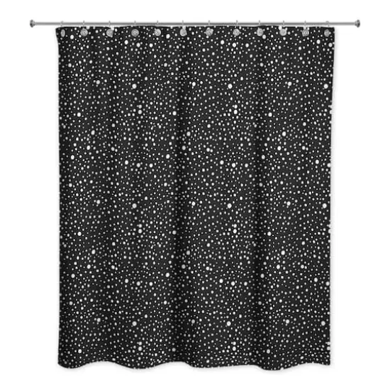 Black & White Snow Dot Pattern Shower Curtain {1}