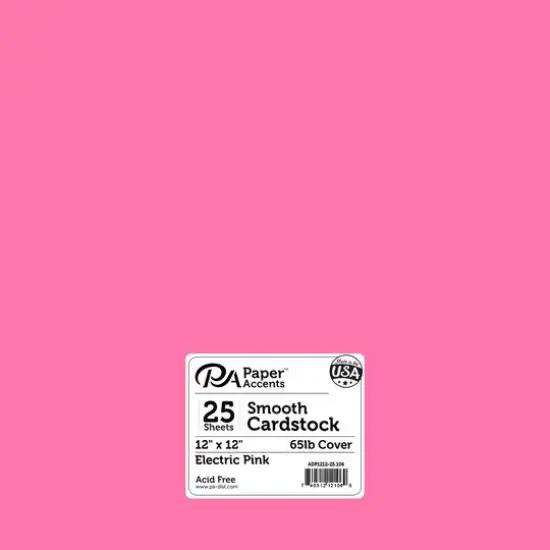 PA Paper&trade; Accents 12" x 12" 65lb. Smooth Cardstock, 25 Sheets Electric Pink {1}