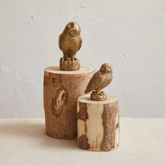 Hello Honey&reg; 5" Gold Antique Owl with Base {4}