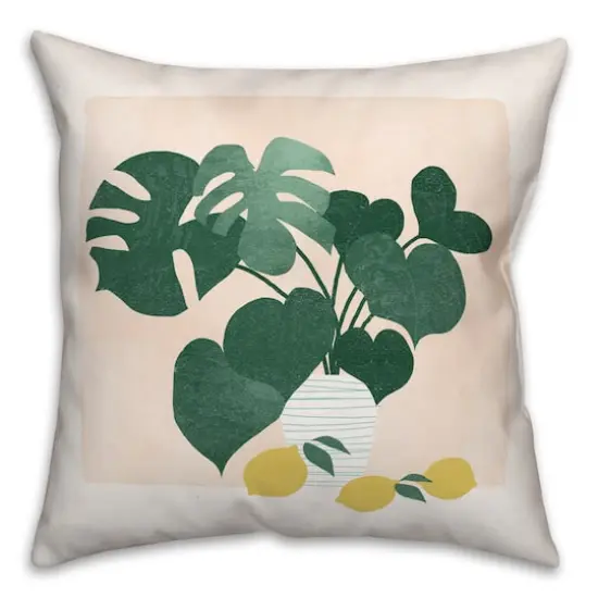 Monstera and Lemons 18" x 18" Indoor / Outdoor Pillow {1}