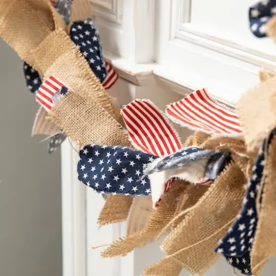 Glitzhome&reg; 6ft. Patriotic Fabric Garland {5}