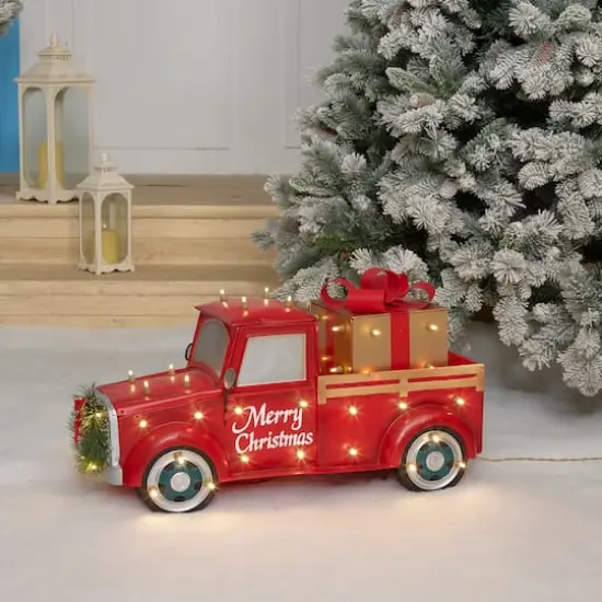 28" LED Truck with Gift Box Sculpture {3}