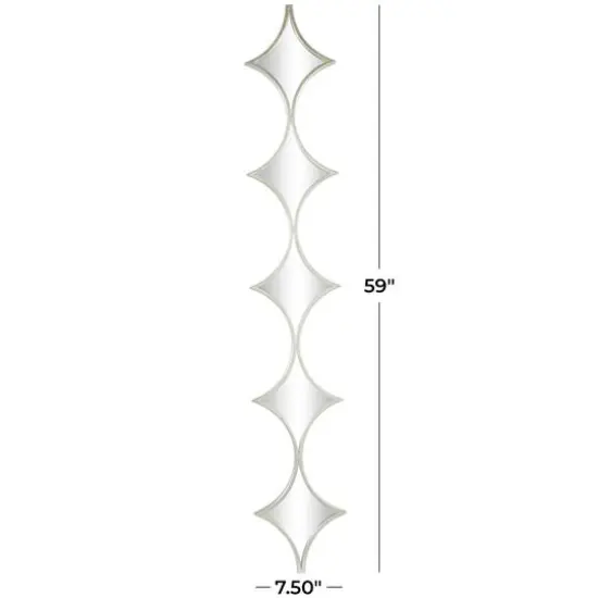 Silver Metal Slim Stacked Chain 5 Layer Wall Mirror with Half Moon Pattern 8" x 1" x 59" {6}